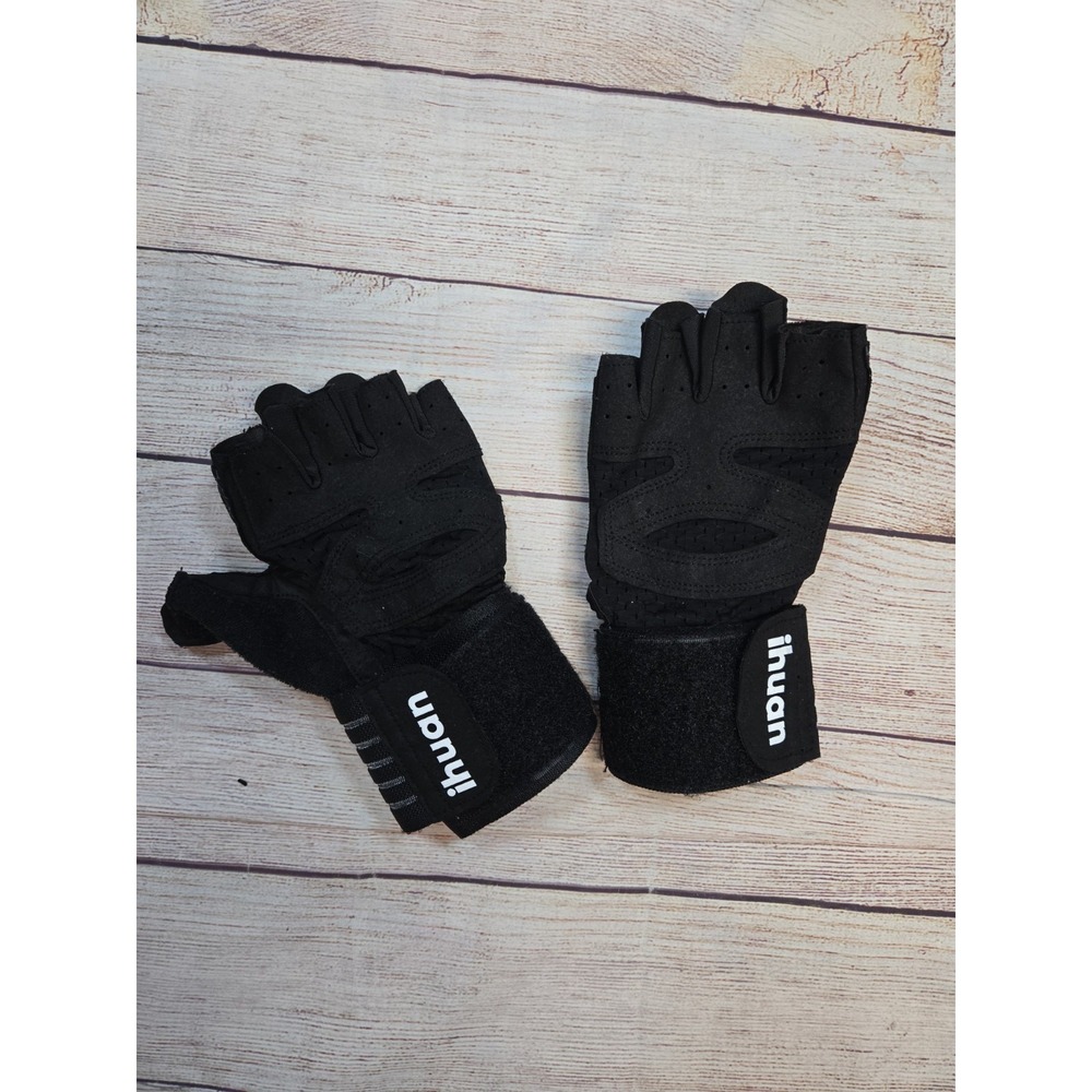 Ihuan Professional Ventilated Weight Lifting Workout Gloves Size Large Black